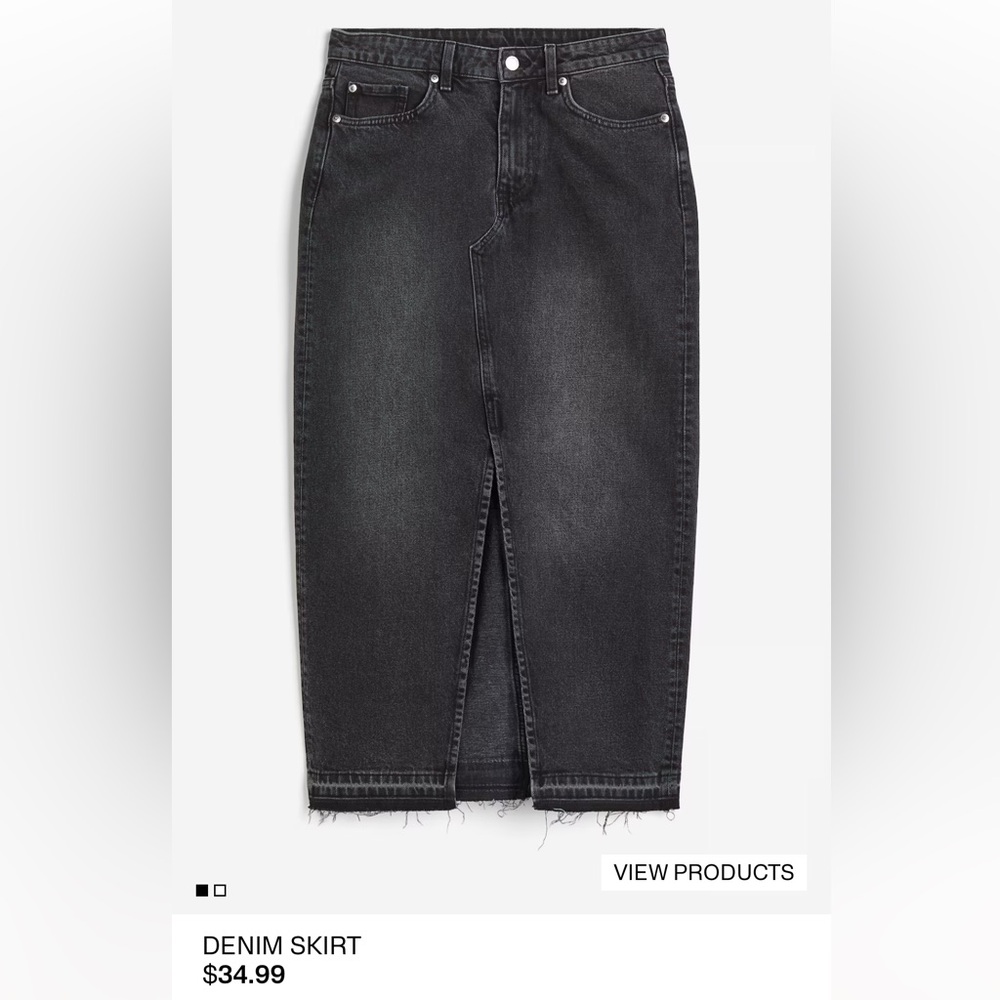 H&M Black Denim Midi Skirt